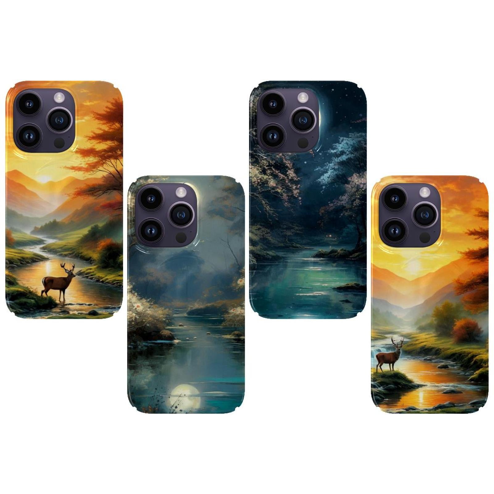 4 Pack Deer under the Sunset Protective Scratch Resistant Phone Case