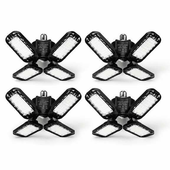 4-Pack Deformable LED Ceiling Shop Lights, 120W 18000LM Adjustable Panels