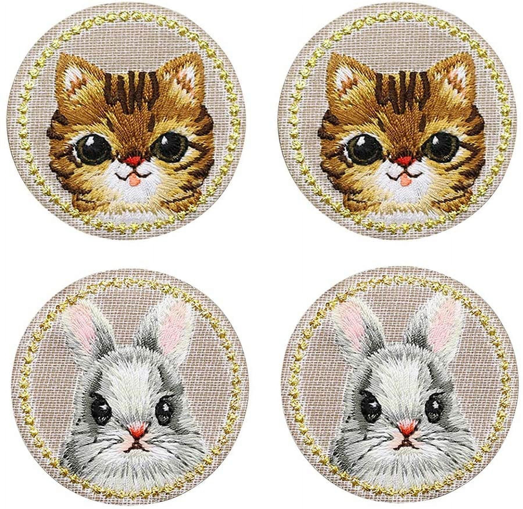 Embroidery Patches,Cute Cat Iron On DIY Decorative Applique Stickers for  Clothing Jeans Bag Jackets Socks Shoes (15pcs)