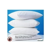 4 Pack Deluxe Zippered Vinyl Pillow Covers - Waterproof Protectors for Longer Lasting Pillows. Standard Size 21"x27". Ideal for Home, Hotel and Hospital Use