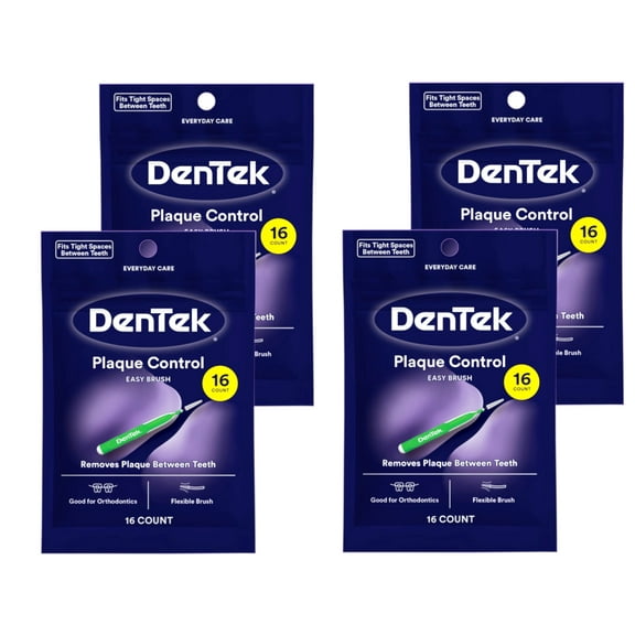 DenTek Plaque Control Easy Brush Interdental Cleaners, Flexible Brush for Tight Spaces, Good for Orthodontics, 16 Count