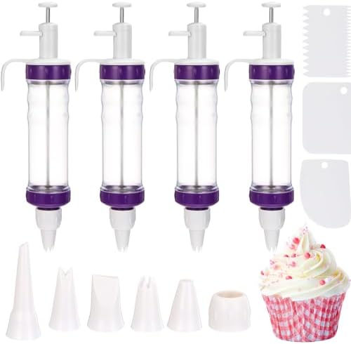 Cake Injector 4 Pack Dessert Decorating Syringe Set Include Icing Dispenser Cupcake ...