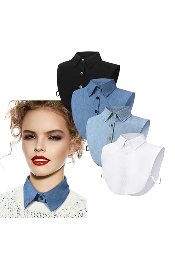 4 Pack Detachable False Collars for Women, Fashion Round Dickies Blouse Tops, Versatile Layering Essentials for Office, Daily and Halloween Costumes