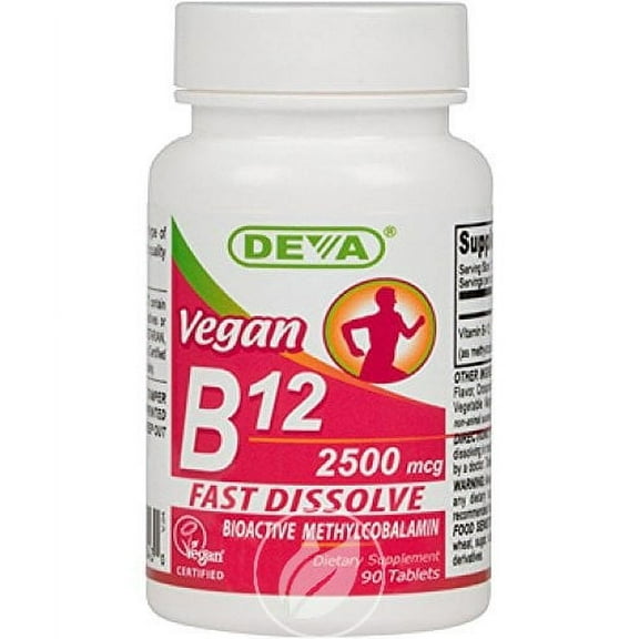 (4 Pack) Deva Vegan B12 2500 Mcg Sublingual 90T