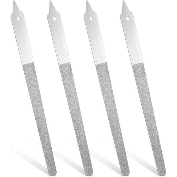 4 Pack Diamond Deb Nail File, MODANU Double Sided Stainless Steel Metal Nail Filer for Natural Nails - Professional Manicure Pedicure Tool with Sharp Tip for Women Men (6.1 Inch)