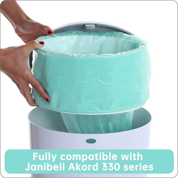 4 Pack Diaper Disposal Refill Liners Compatible with Janibell Akord 330 Series Adult Diaper System, Lightly Scented, Green
