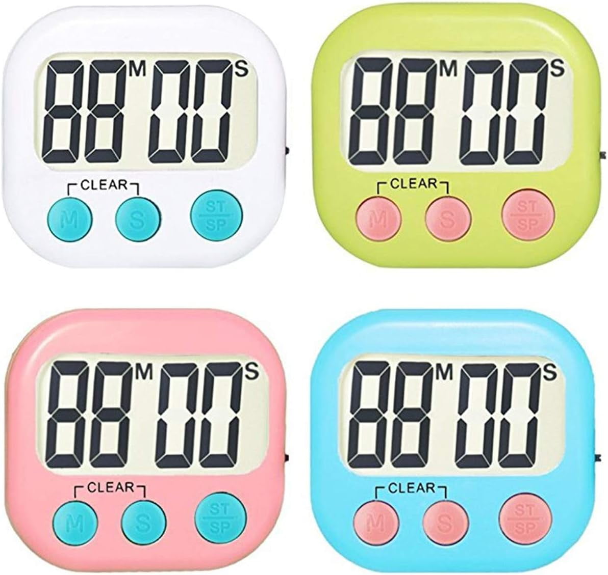 4 Pack Digital Kitchen Timer,Gym timer,Stopwatch Count Up and Down