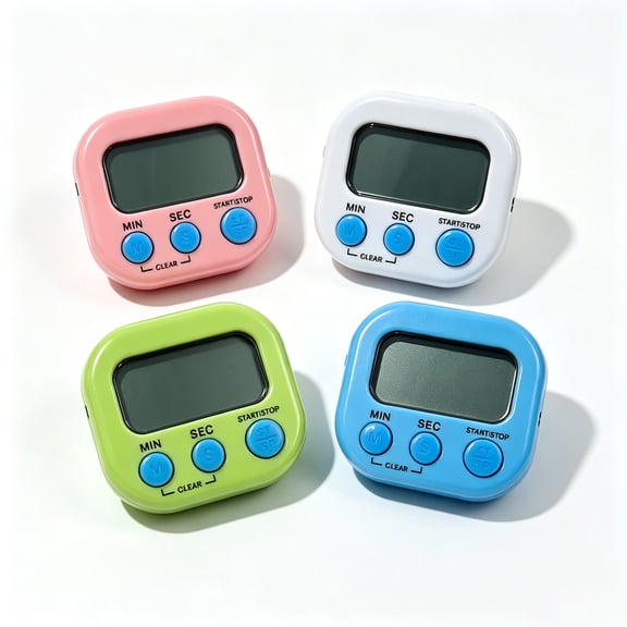 4 Pack Digital Timer for Kids Classroom, Small Digital Kitchen Timers,Multi Functional Timer with Magnetic Backplate, Loud Alarm,for Work/Kitchen/Outdoor Use