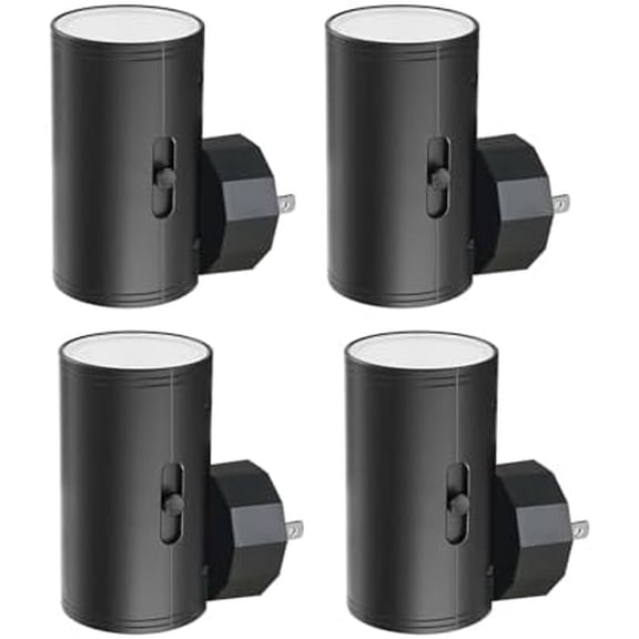 4 Pack Dimmable LED Night Light Plug-in with Dusk to Dawn Sensor, 5000K Daylight, 0-300LM Adjustable Brightness & 180° Rotating Head, Auto On/Off, for Bedroom, Bathroom, Kitchen, Hallway Outlet