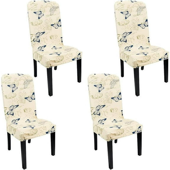 4 Pack Dining Chair Covers Stretch Chair Covers for DIY Dining Room Kitchen Chair Cover Parson Chair Slipcover Removable Chair Seat Protector for DIY Home Room Kitchen Hotel Butterfly Moccasin