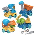 thumbnail image 1 of 4 Pack Dinosaur Car Toys With Screwdriver Educational Stem Building Kit For Kids Nut Bolt Assembly Construction Vehicles Model Playset 0.79Lbs, 1 of 4