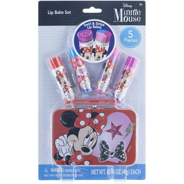 4 Pack Disney Minnie Mouse Flavored Lip Balm Set with Metal Case ...