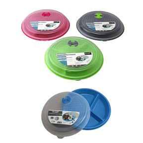 4-Pack Divided Microwave Plates with Vented Lids, BPA-Free Meal Prep Containers, 3-Section Portion Control Plates, Stackable, Dishwasher & Freezer Safe, 8.75" x 8.75