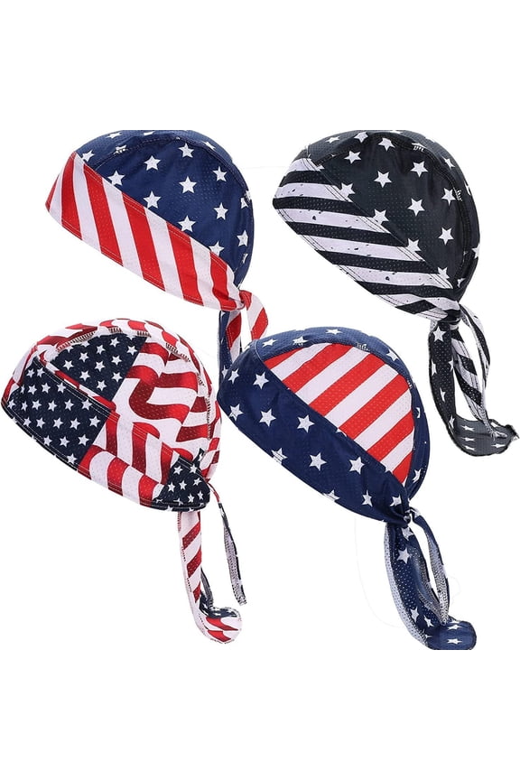 4 Pack Do Rag Skull Caps for Men Sweat Wicking Doo Rags Cooling Helmet Liner Cycling Motorcycle Bandana