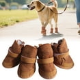 thumbnail image 1 of 4-Pack Dog Boots, Anti-Slip Winter Warm Pet Shoes for Small Dogs Cats, Waterproof Breathable Dog Booties with Adjustable Straps and Rubber Sole, Coffee, 1 of 10