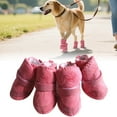 thumbnail image 1 of 4-Pack Dog Boots, Anti-Slip Winter Warm Pet Shoes for Small Dogs Cats, Waterproof Breathable Dog Booties with Adjustable Straps and Rubber Sole, Pink, 1 of 10