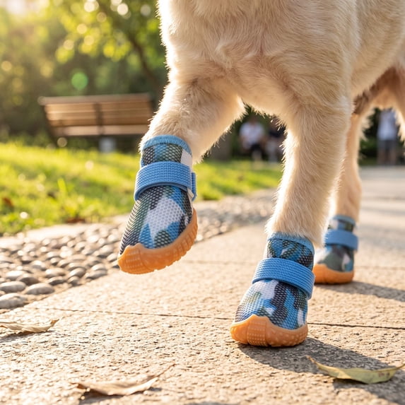 4 Pack Dog Boots for Small Dogs with Breathable Mesh and Adjustable Straps,Summer Dog Shoes for Hot Pavement,Paw Protectors for Dogs