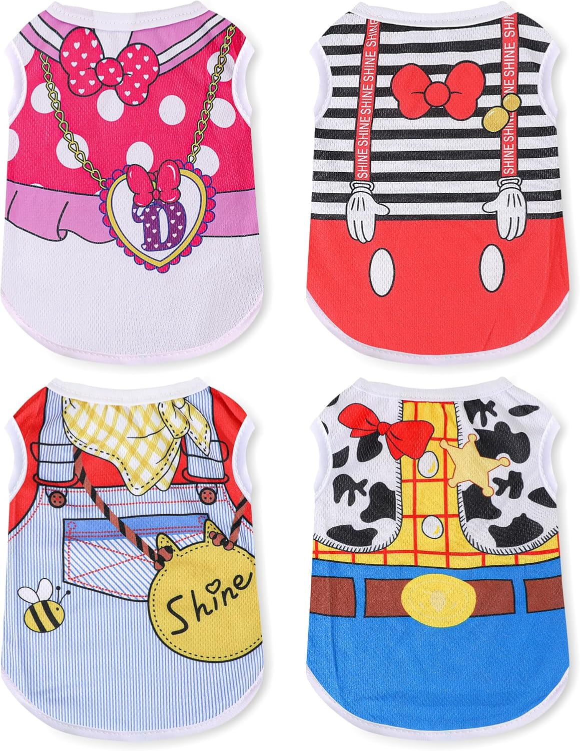 4 Pack Dog Clothes Medium Sized Dogs: Mesh Dog Shirts with Cute Patterns, Size XXS-XL Fit for 2-16lb Dogs Pet T-Shirts, Girl & Boy Puppy Clotheing for Spring Summer XL