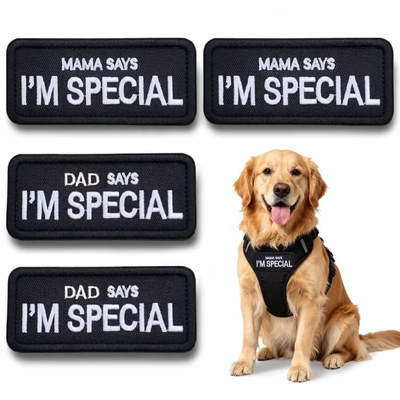 4 Pcs Dog Patch for Harness, Embroidered Hook and Loop Patches for Dog Gear, Vest, Collar, Backpack and Hat Accessories