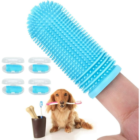 4 Pack Dog Toothbrush for Dog Teeth Cleaning, Dog Finger Toothbrush, Full Surround Bristles, 360Dog Fingerbrush Toothbrush, Dog Tooth Brushing Kit, Cat Toothbrush, Dental Care for Puppies, Cats