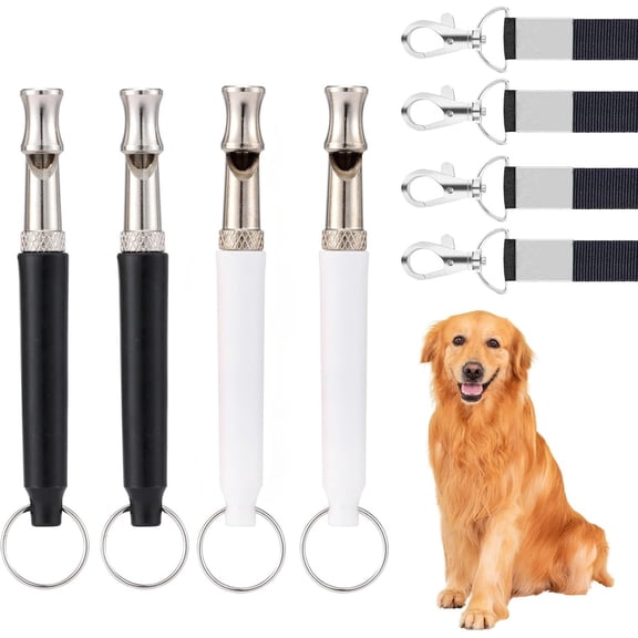 4 Pack Dog Whistle with Lanyard,  Adjustable Ultrasonic Silent , Recall Dog Training Whistles