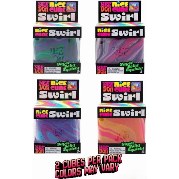 4-Pack Doh Nice Cube Sensory Toys - High Density Squeeze Balls with a Super Solid Squish - Unique, Swirling Color Blend - Ice Squishy Cube Sugar Balls - Ages 3 and Up