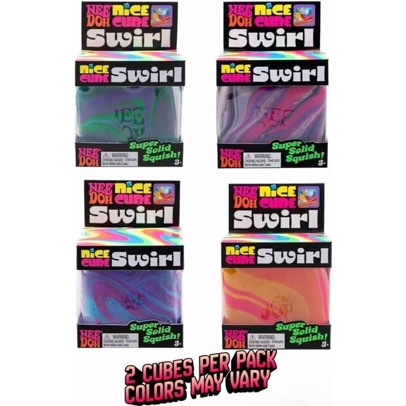 4-Pack Doh Nice Cube Sensory Toys - High Density Squeeze Balls with a Super Solid Squish - Unique, Swirling Color Blend - Ice Squishy Cube Sugar Balls - Ages 3 and Up