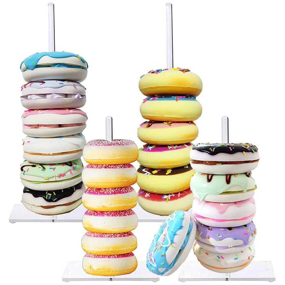 4 Pack Donut Stands Clear Acrylic Bagel Holder Reusable Donut Tower