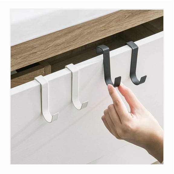 4 Pack Over The Door Cabenit Drawer Hooks, J-Shape No Drill Carbon Steel Metal Heavy Duty Easy to Install Hook for Small Kitchen Cabenit Narrow Door Back Holder Bathroom Drawer for Hanging Towel