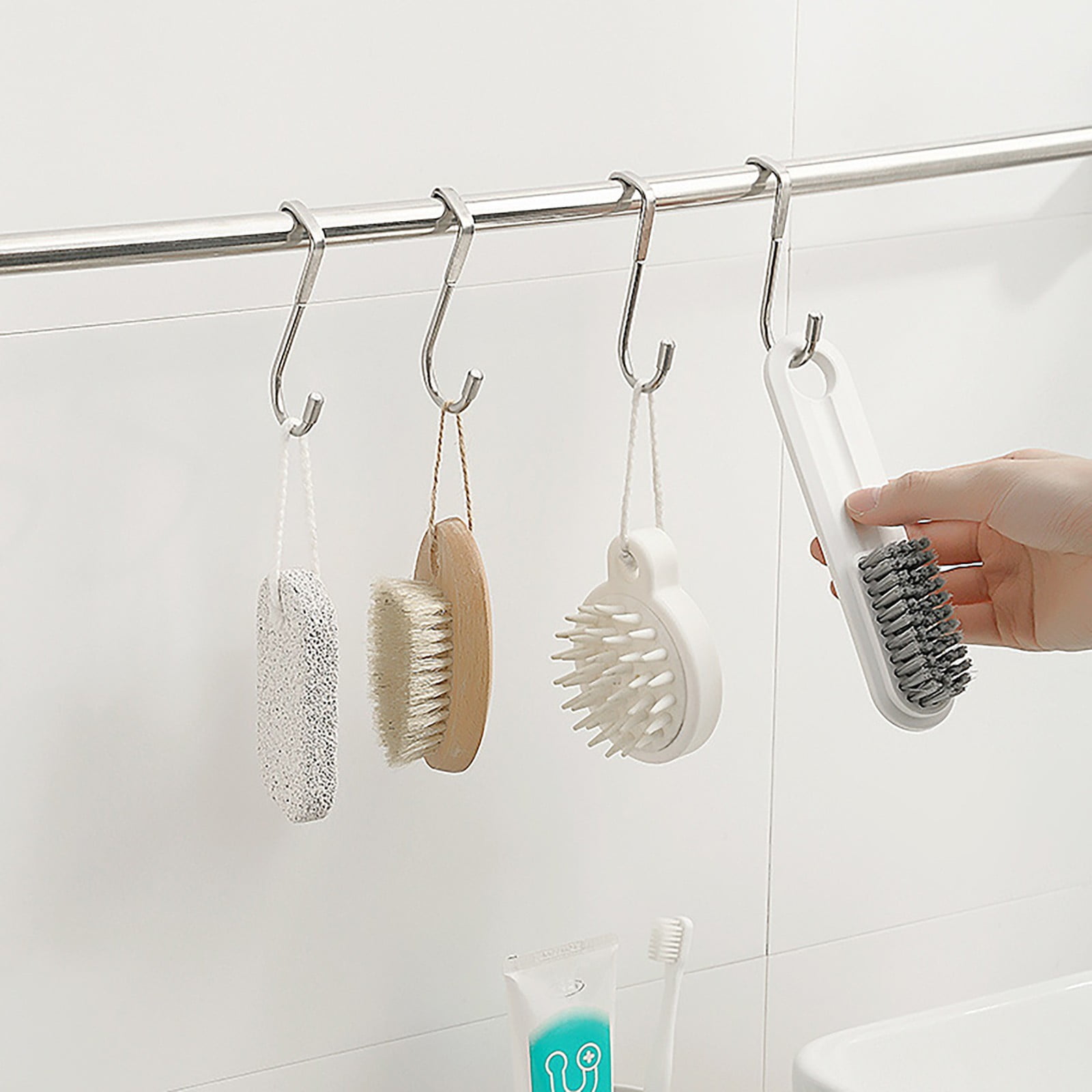 5 Pack Over The Door Double Hooks – Stainless Steel Heavy Duty Organizer For Coats, Bags, Hats, Scarves – No Drill Installation For Bathroom, Bedroom, Living Room, Black