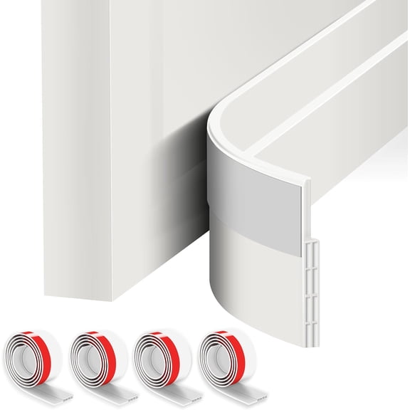 4 Pack Door Draft Stopper for Bottom of Door, Under Door Sweep for Exterior & Interior Doors, Adjustable Weather Stripping Door Bottom Seal Blocker Noise (White, 4 Pack)