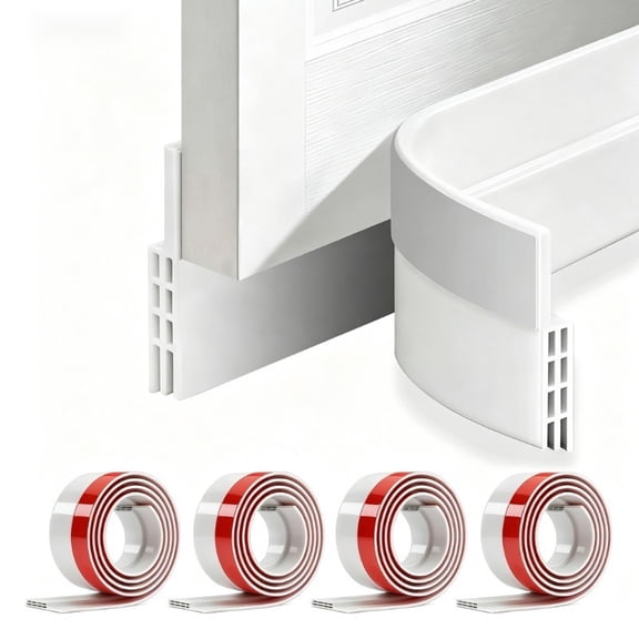 4 Pack Door Draft Stopper Under Door Sweep for Bottom of Door, Door Gap Filler for Interior & Exterior, Under Door Bottom Seal Weather Stripping Blocker for Noise and Cold Air (2" W x 39" L, White)