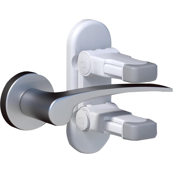 4-Pack Door Handle Baby Proof Lock – Child Proof Door Lever Lock for Kids Safety – Stops Toddler, Dog & Cat from Opening Doors – Easy One-Hand Adult Use, No-Drill Adhesive – Fits Home Bath/Kitchen