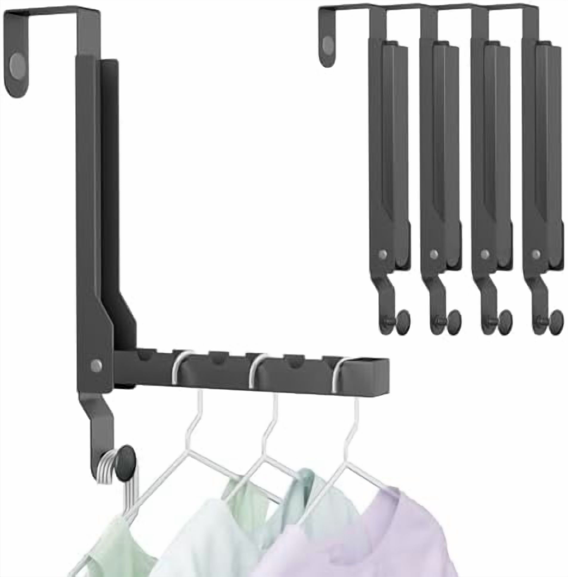 Collapsable Coat Racks 4 Pack Over The Door Hanger Folding Clothes Drying Rack, Folding ...