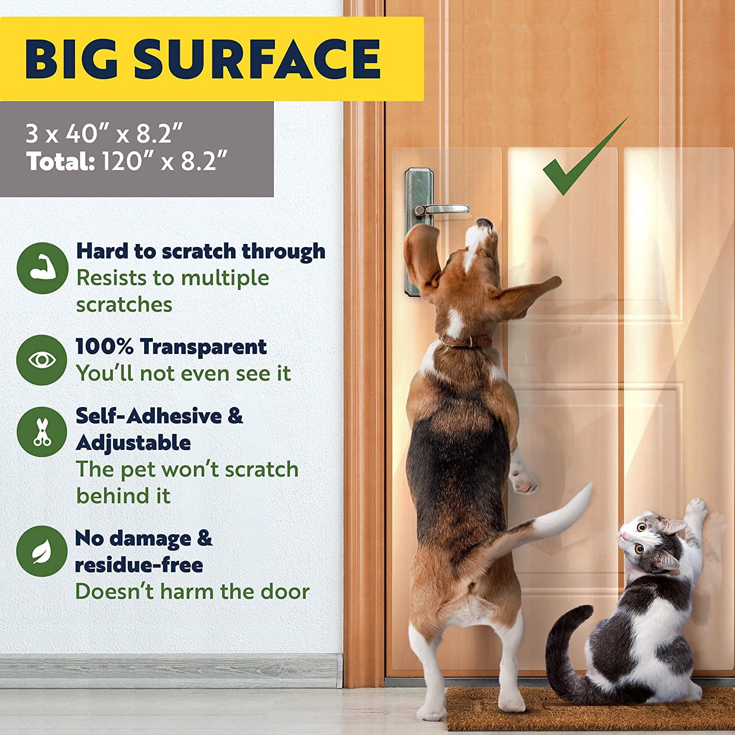 4Pack Door Protector from Dog Scratching 4 x 40" x 8.2" Cat Scratch