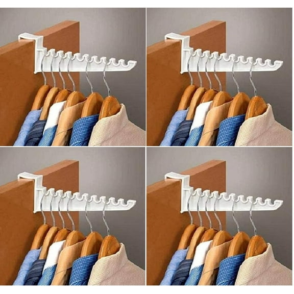 4 Pack Over the Door Valet Hook Space Saver - Holds 10 Hangers Each, Closet Storage Organizer for Laundry, Ironing, Suits, Coats, Dresses, Shirts, Robes - By Dependable Industries