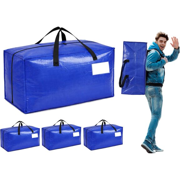 4 Pack Dorm Moving Bags with Backpack Straps Heavy Duty Moving Boxes Supplies Packing Cubes Alternative,Large Storage Totes Travel Space Saver Bags for Room Essentials,Stow Clothes 93 L 25 Gallons