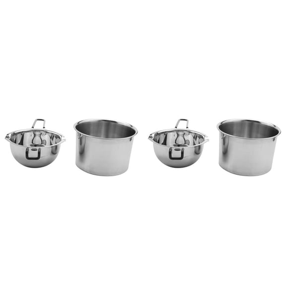 4 Pack Double Boiler Pot Set Stainless Steel Melting for Chocolate Soap Wax Candle Making 600Ml and 1600Ml