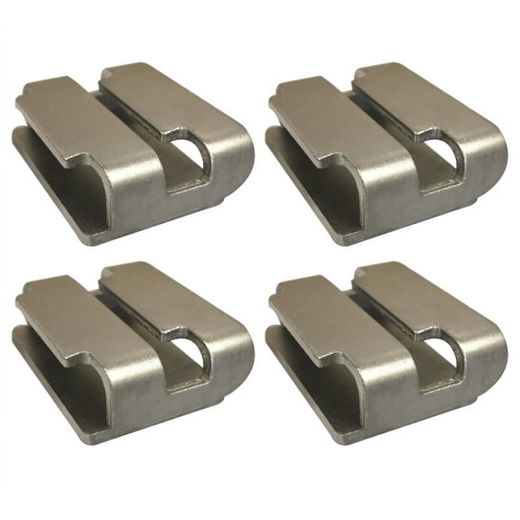 (4 Pack) Double L Track Plate Flat Hook Receiver (Chromate Finish)