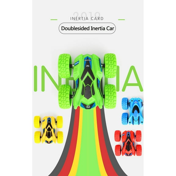 4 Pack Double-Sided Flips Car Toys for Kids Friction Powered 360 Rotating Toy Cars, Inertia Vehicle