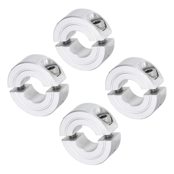 4 Pack Double Split Clamp-On Shaft Collar 1/2" Bore Two-Piece Clamping Collar, 1-1/8" OD, 13/32" Thick, Aluminum