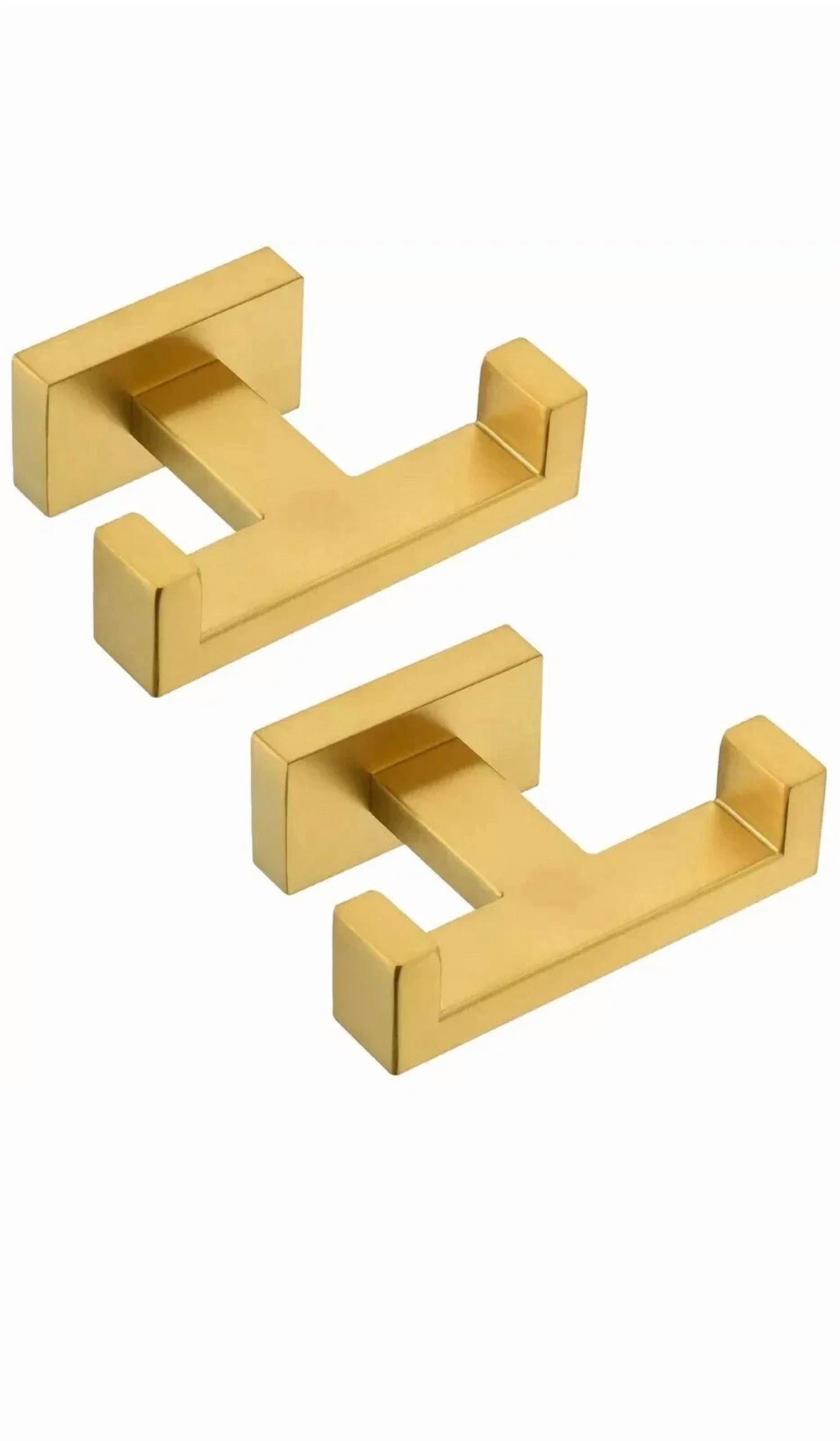 4 Pack Double Towel Hook Brushed Gold, Sus304 Stainless Steel Coat Robe ...