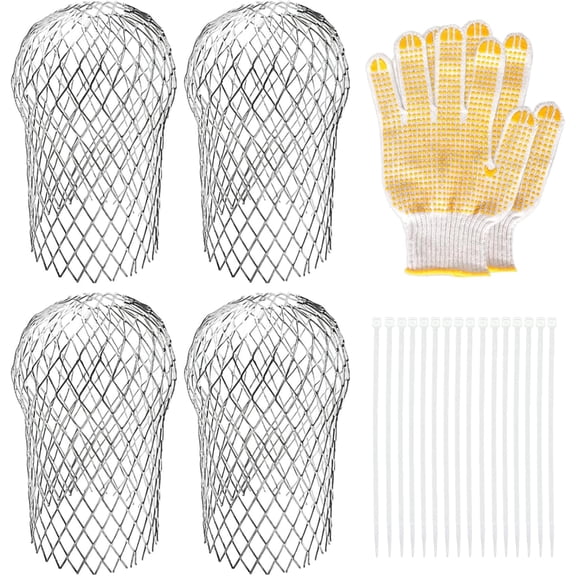 4 Pack Downspouts Gutter Guard Aluminum Filter Strainer Expandable Gutter Downspout Guards Gutter Downspout Protectors for Preventing Blockage from Leaves, Debris