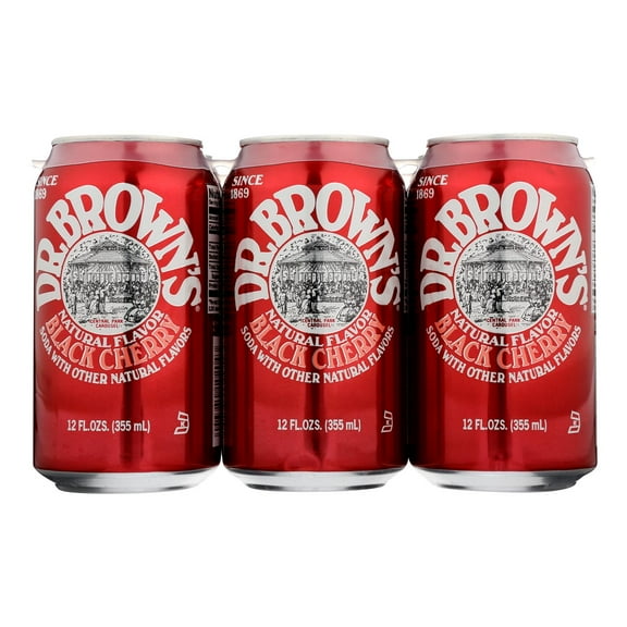 (4 Pack)Dr. Brown Soda Black Cherry 6 pack, 12-ounces