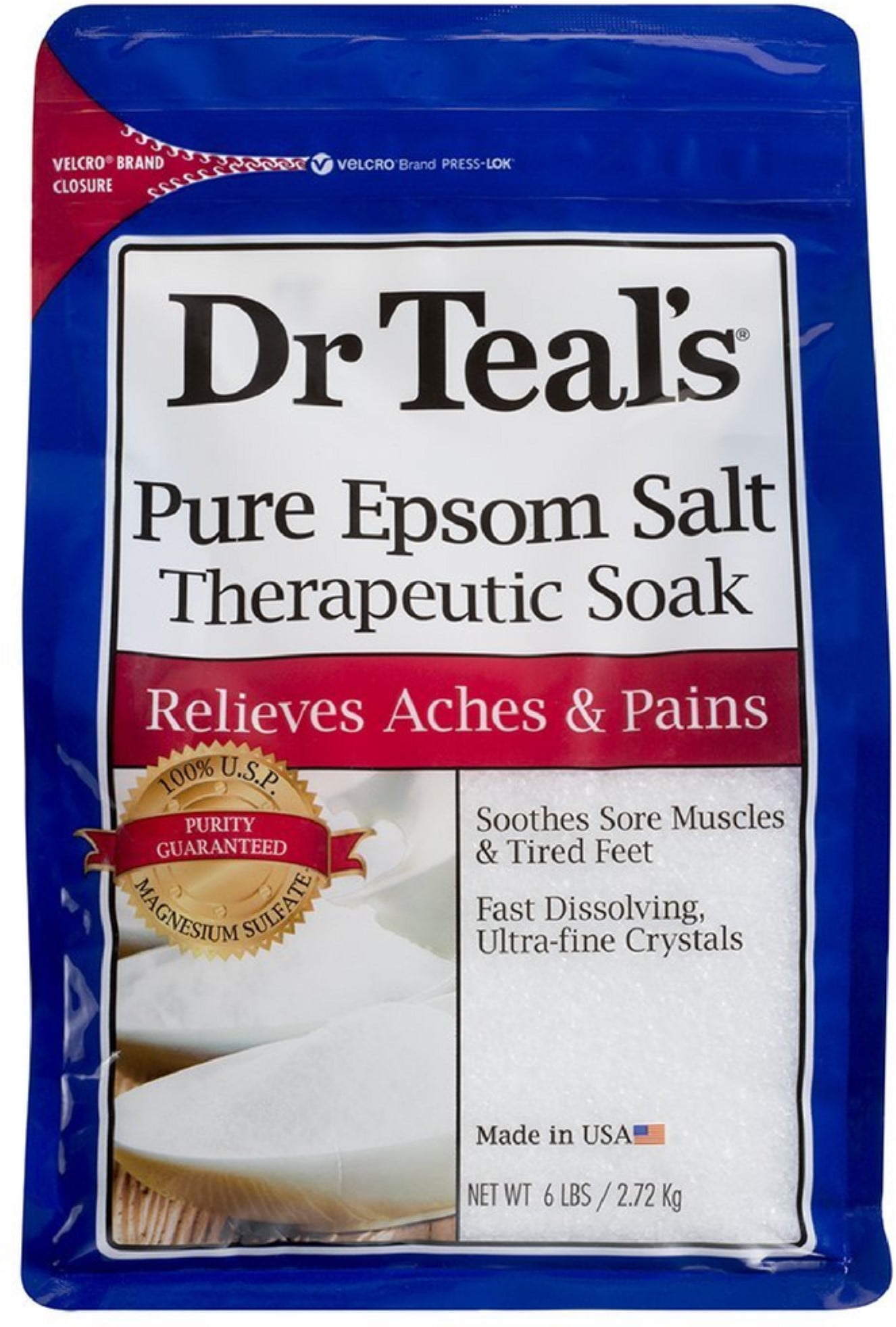 4 Pack - Dr Teal's Pure Epsom Salt Therapeutic Soaking Solution, Unscented, 6 lbs