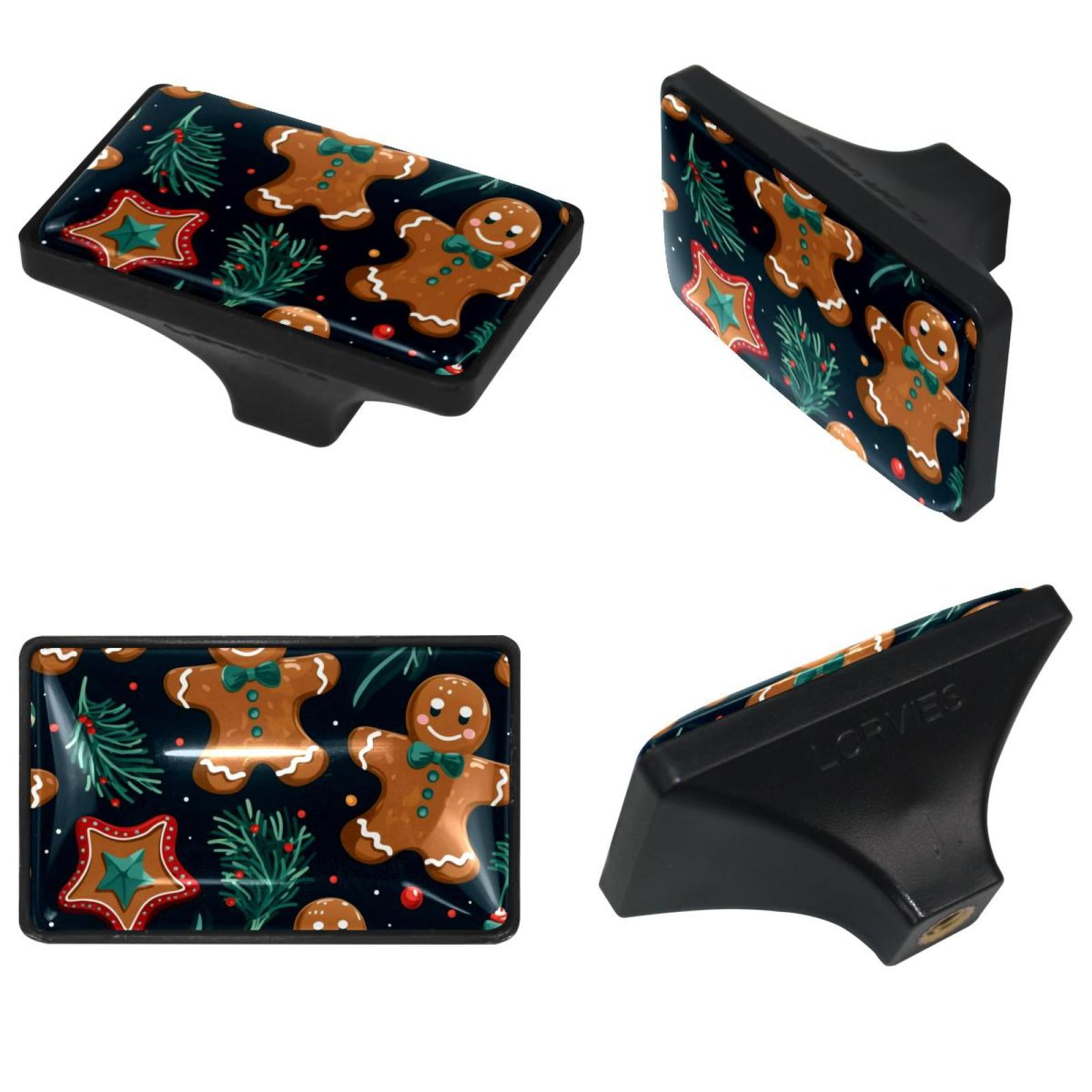 4 Pack Drawer Knob Pull Handle, Christmas Gingerbread Man Pattern