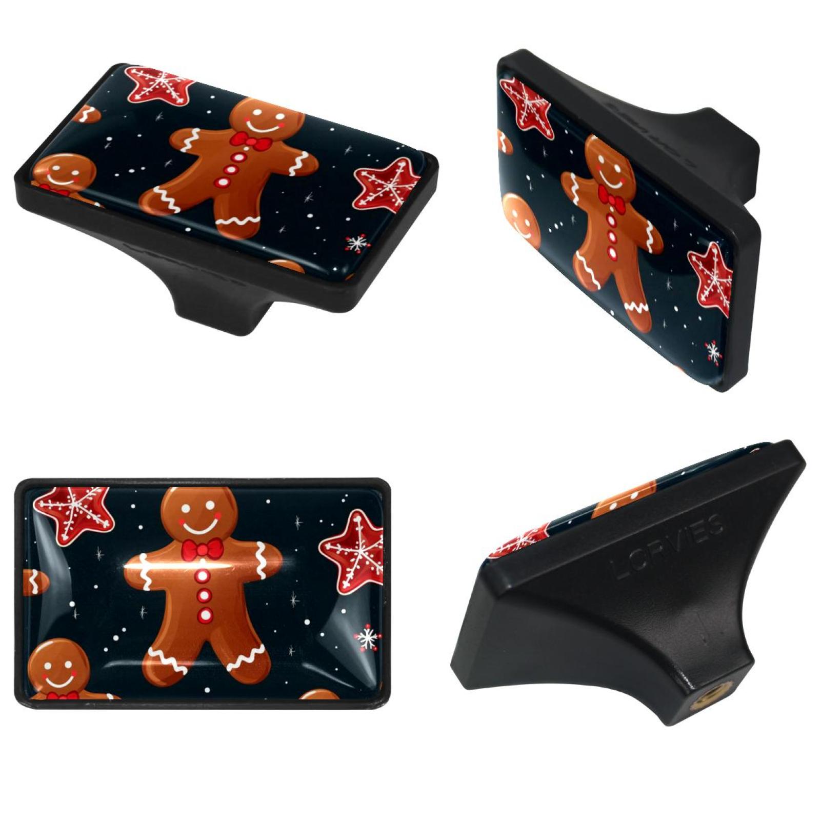 4 Pack Drawer Knob Pull Handle, Christmas Gingerbread Man Pattern