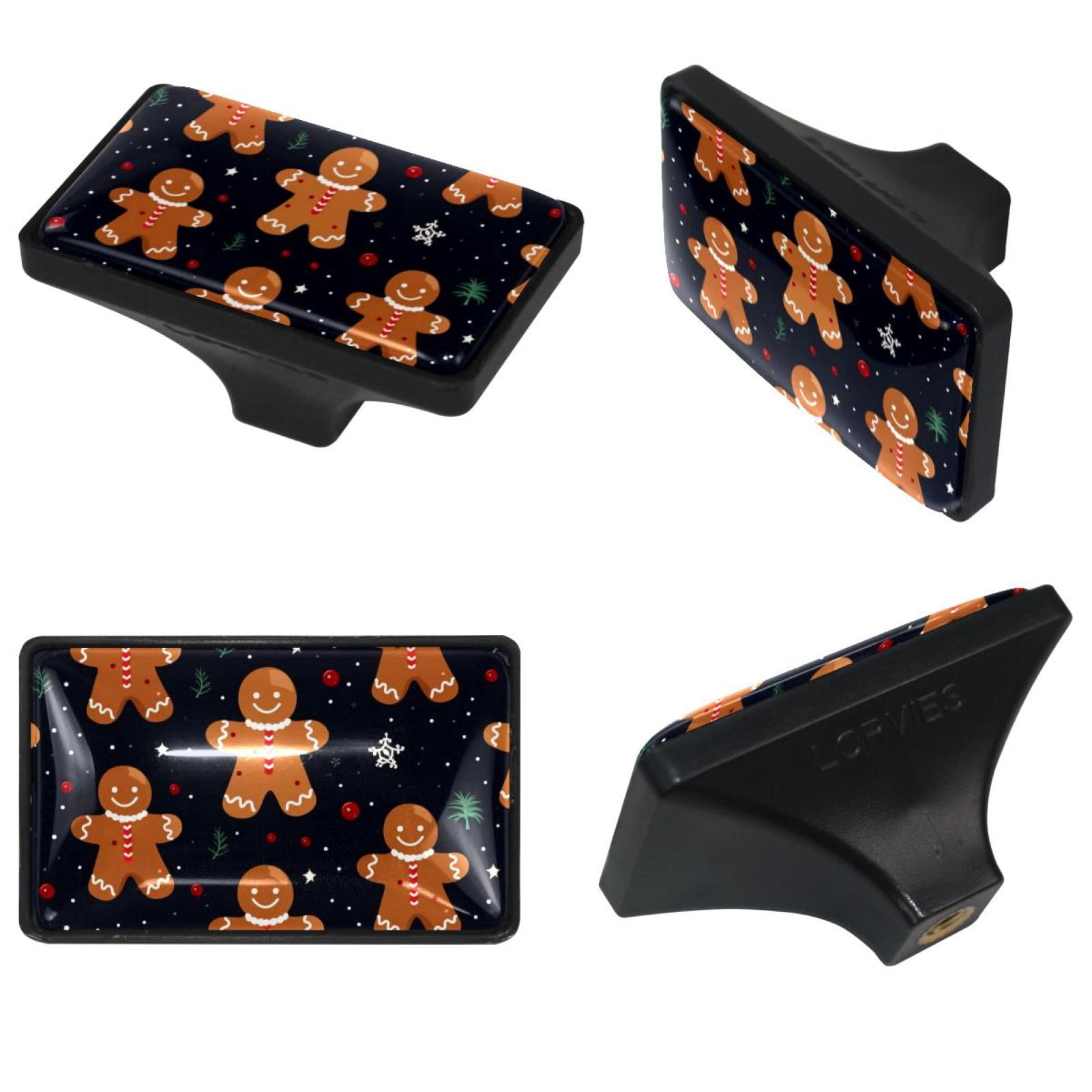 4 Pack Drawer Knob Pull Handle, Christmas Gingerbread Man Pattern