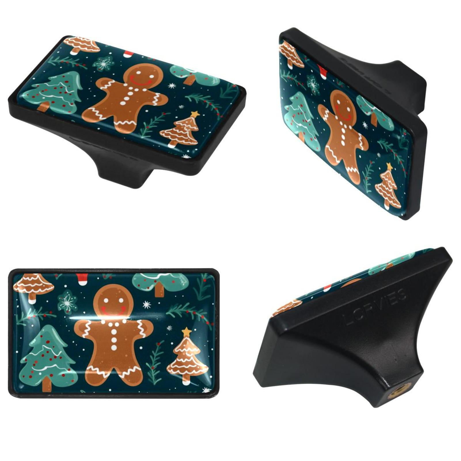 4 Pack Drawer Knob Pull Handle, Christmas Gingerbread Man Pattern
