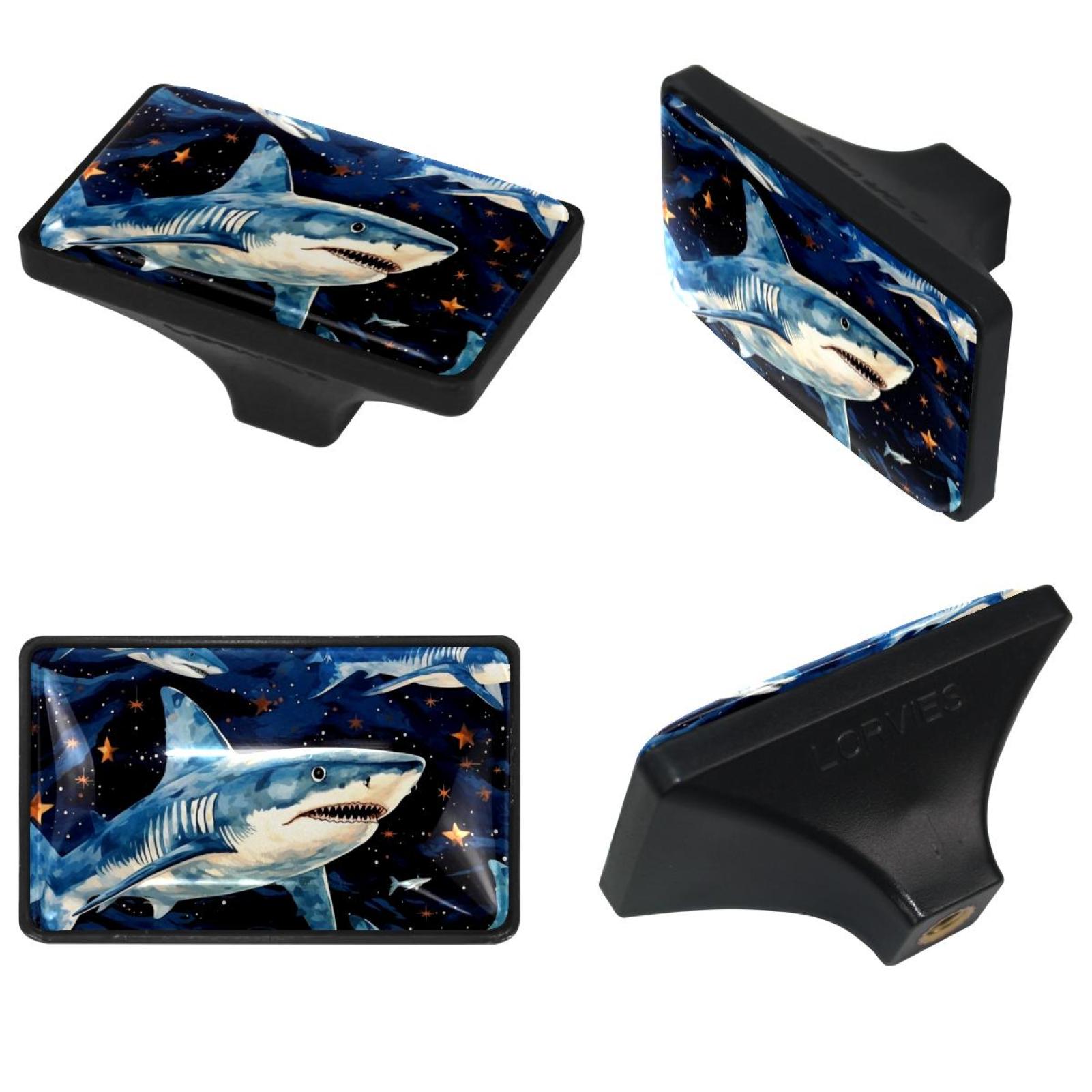 4 Pack Drawer Knob Pull Handle, Starry Galaxy Shark Pattern Kitchen
